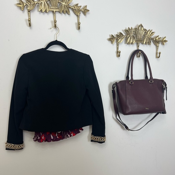 H&M Black cropped cardigan with Gold Accent sleeves Xs - Picture 3 of 3